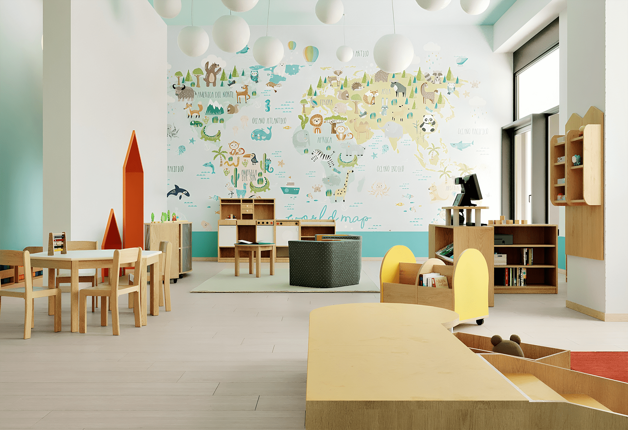 Moderner Schulungsraum mit flexiblen Tischen und ergonomischen Stuehlen, perfekt fuer Schul- und Bueroanwendungen, mit vielseitigen Aufbewahrungsmoeglichkeiten und einem klaren, funktionalen Design, praesentiert von Kibemo