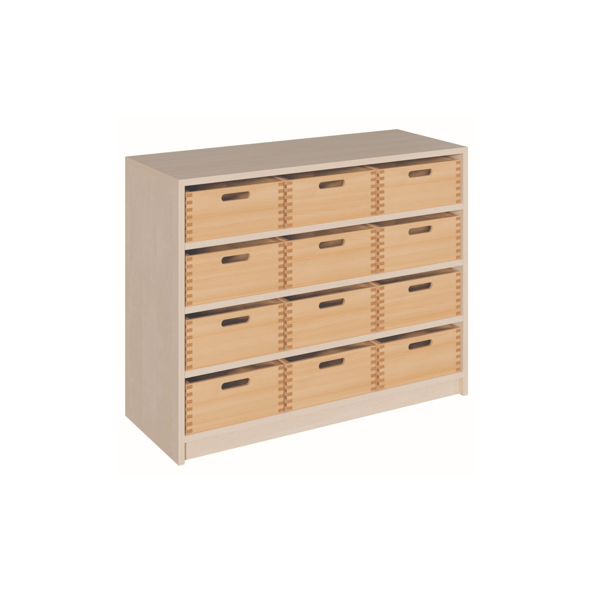 Kindergartenschrank aus Holz mit Boxen